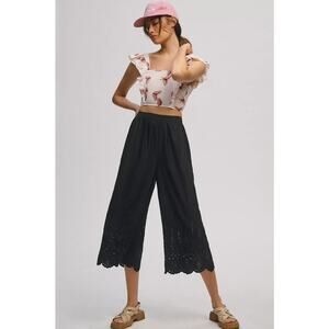 Anthropologie Wide-Leg Eyelet Crop Pants - New Size 4
